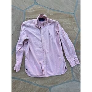 VTG Ralph Lauren Men's Solid Longsleeve Shirt Salmon Lg Standard Fit Preppy